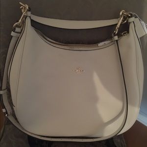 Designer new cream leather bag & light gold trim